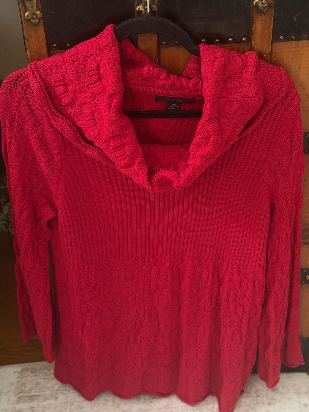 Style & Co. Red Cable-Knit Cowl Sweater